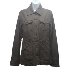Jag Women’s Stretch Denim Jacket M | Gray Herringbone Blazer Style | Casual Chic